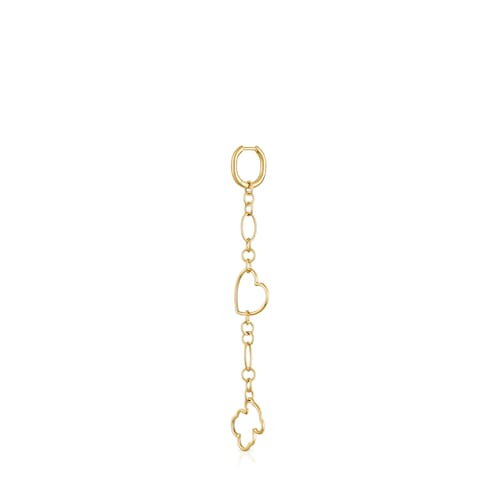 New Silueta single long Earring with 18kt gold plating over silver and motifs