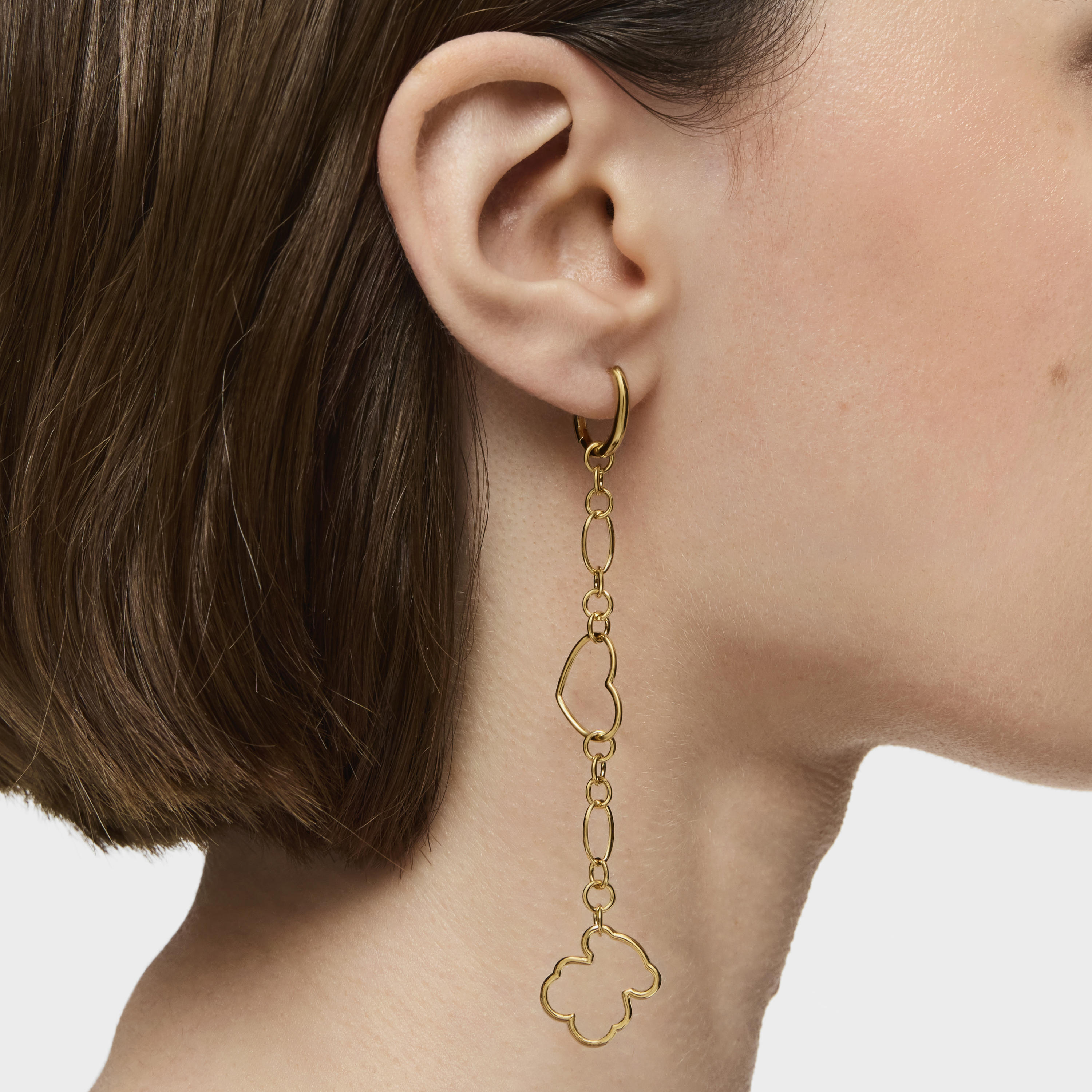 New Silueta single long Earring with 18kt gold plating over silver and motifs