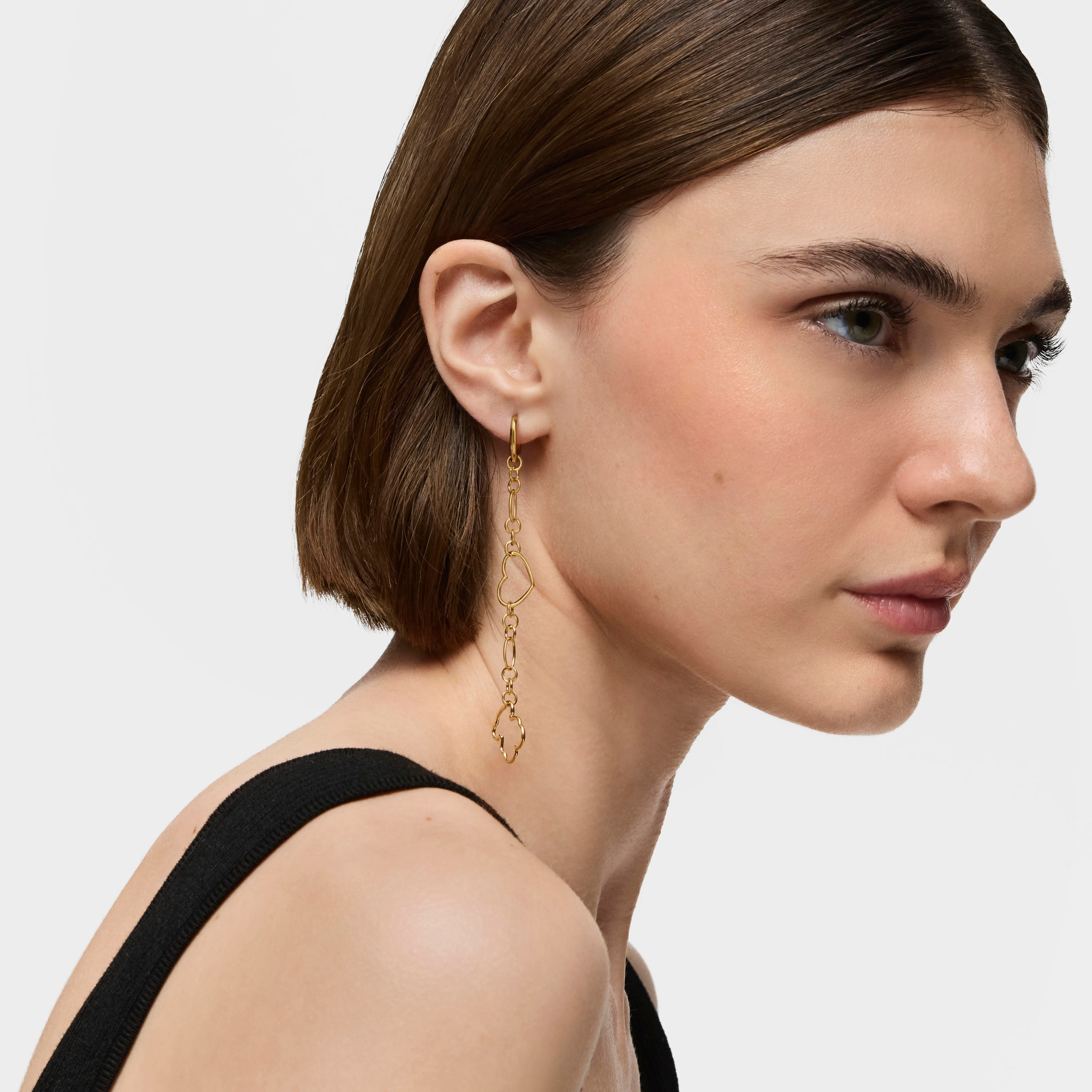 New Silueta single long Earring with 18K gold vermeil and motifs