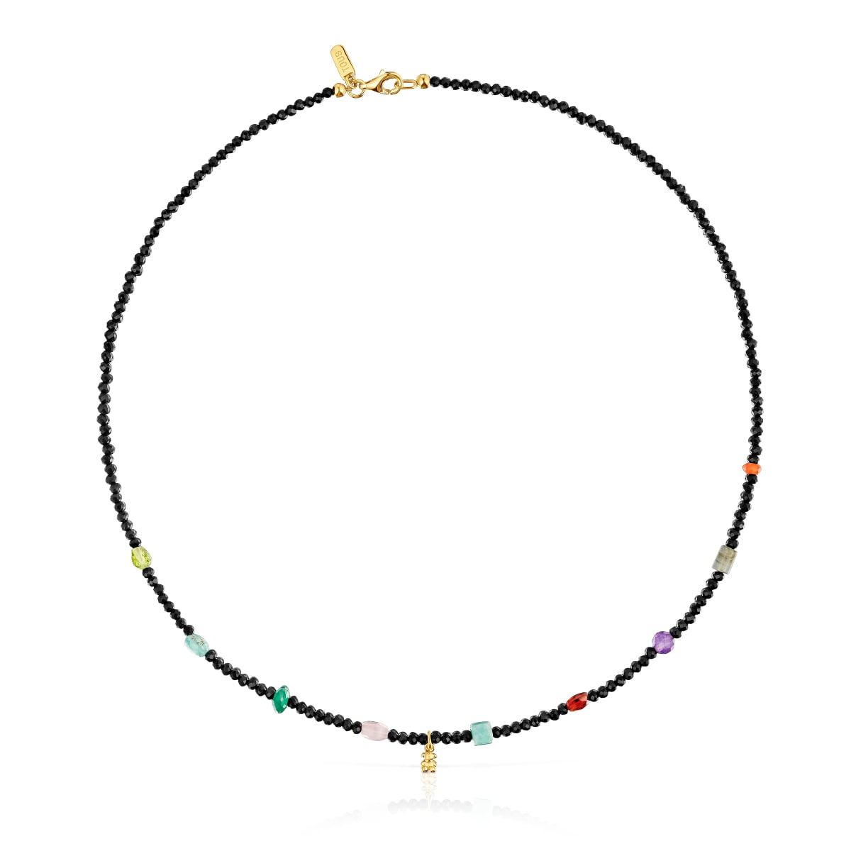 Tous - Gargantilla Con Baño De Oro 18 Kt Sobre Plata, Onix, Gemas Bold Bear - Plateado