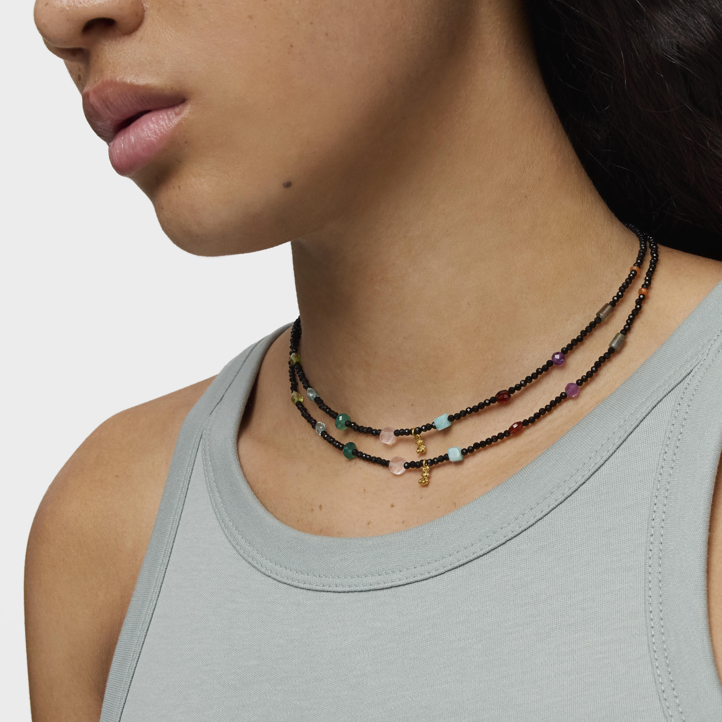 Bold Bear Choker with 18kt gold plating over silver, onyx, gemstones