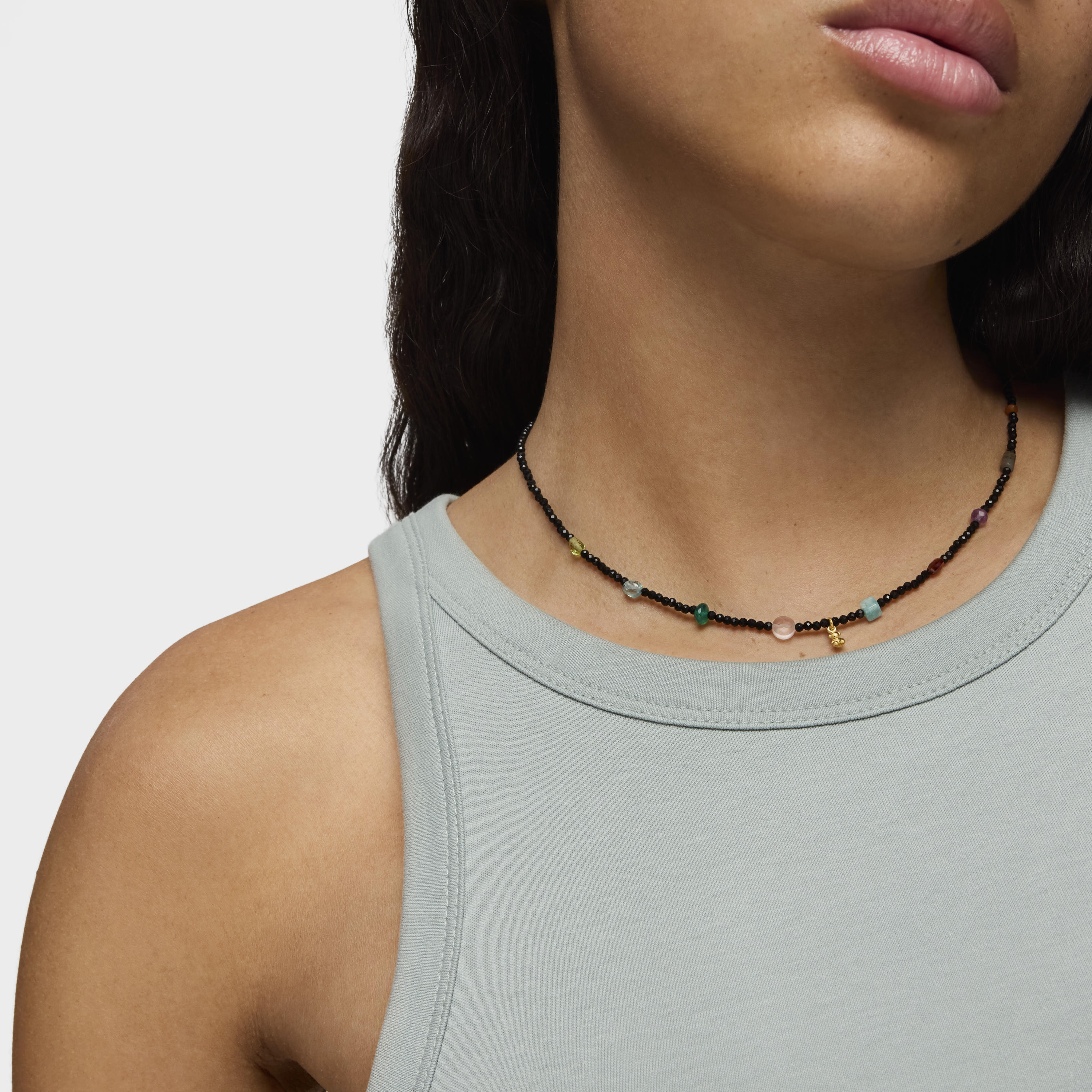 Bold Bear Choker with 18kt gold plating over silver, onyx, gemstones