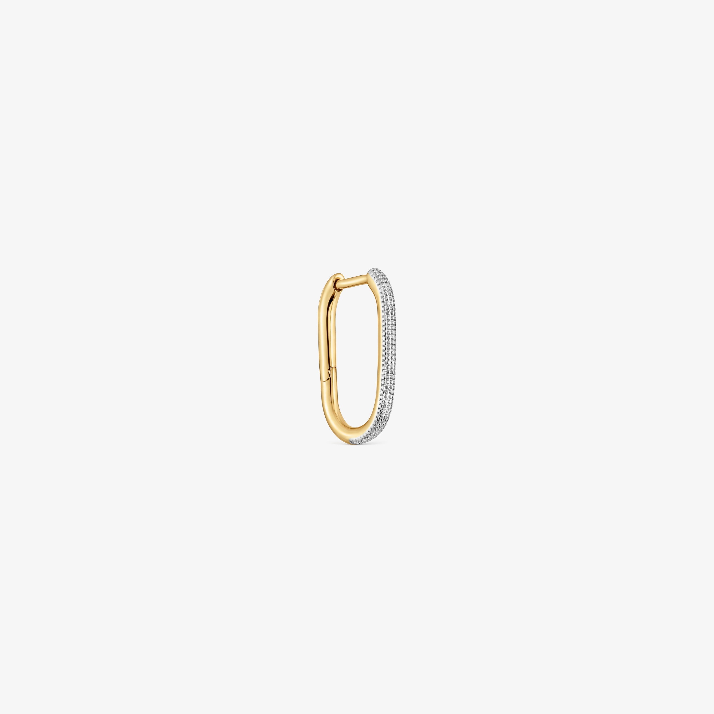 Basics two-tone millgrain single Hoop earring