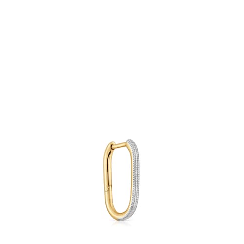Basics two-tone millgrain single Hoop earring