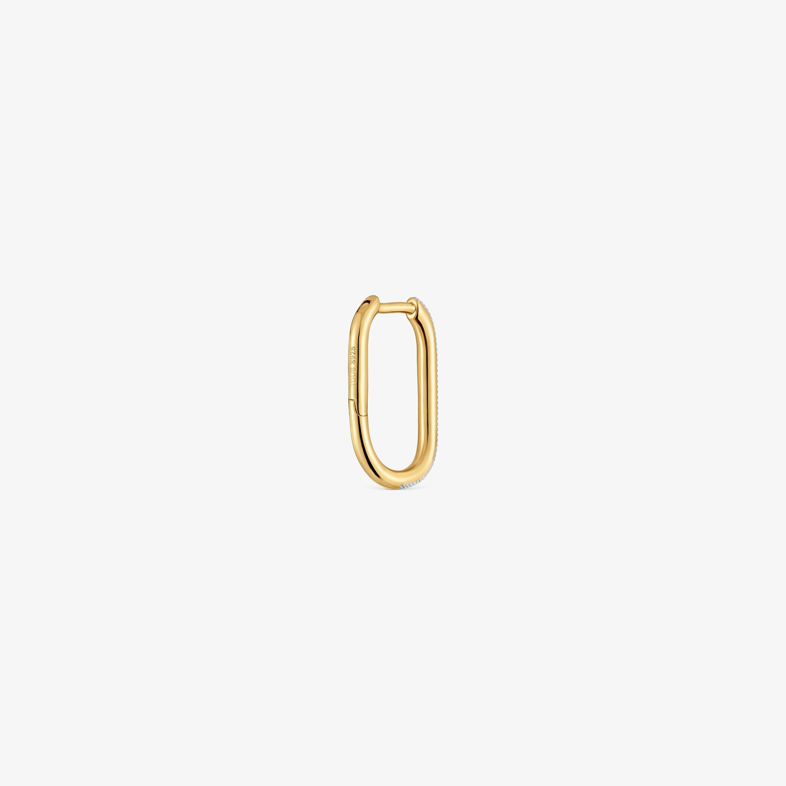 Basics two-tone millgrain single Hoop earring