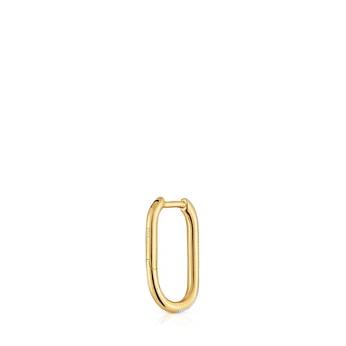 Basics two-tone millgrain single Hoop earring