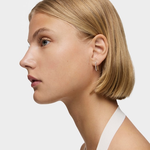 Basics two-tone millgrain single Hoop earring