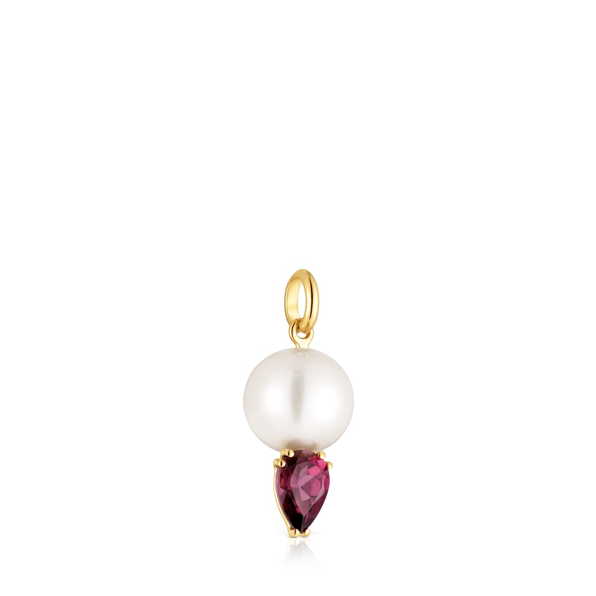 Gold Pendant with rhodolite and cultured pearl Ivette