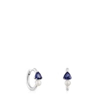 White gold Hoop earrings with iolite and cultured pearl Ivette