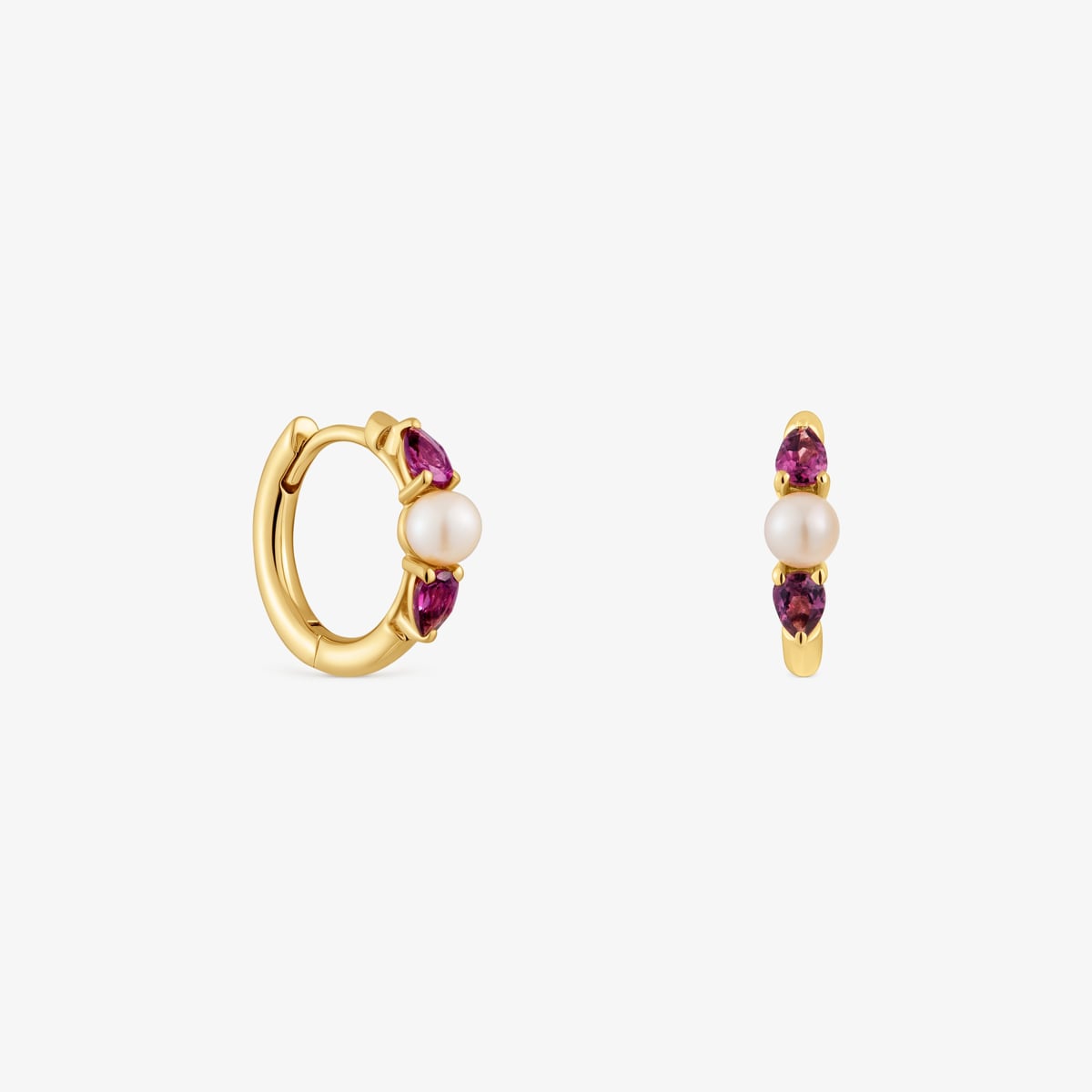 Tous - Pendientes Aro De Oro, Rodolitas Y Perla Cultivada Ivette - Rojo