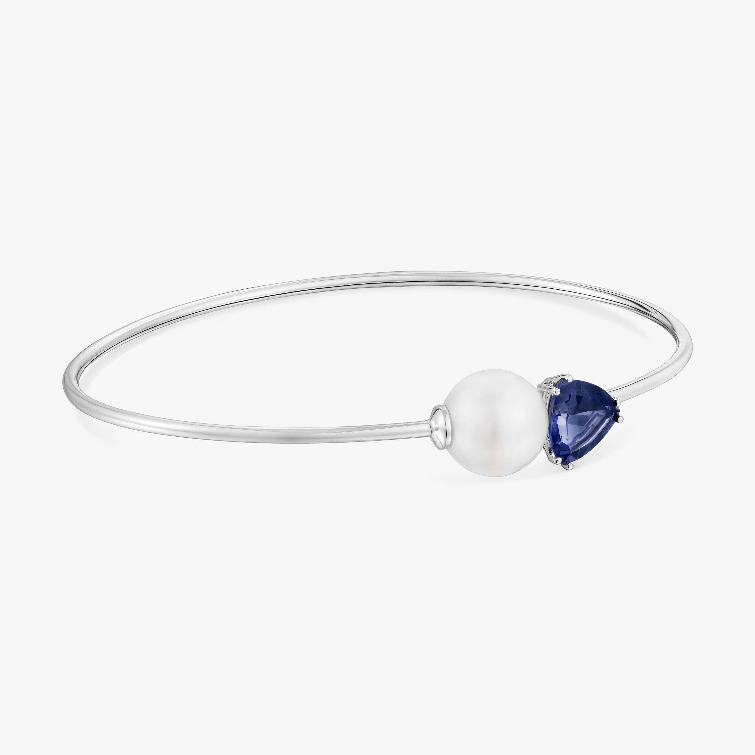 18K white gold Bangle with iolite and cultured pearl Ivette