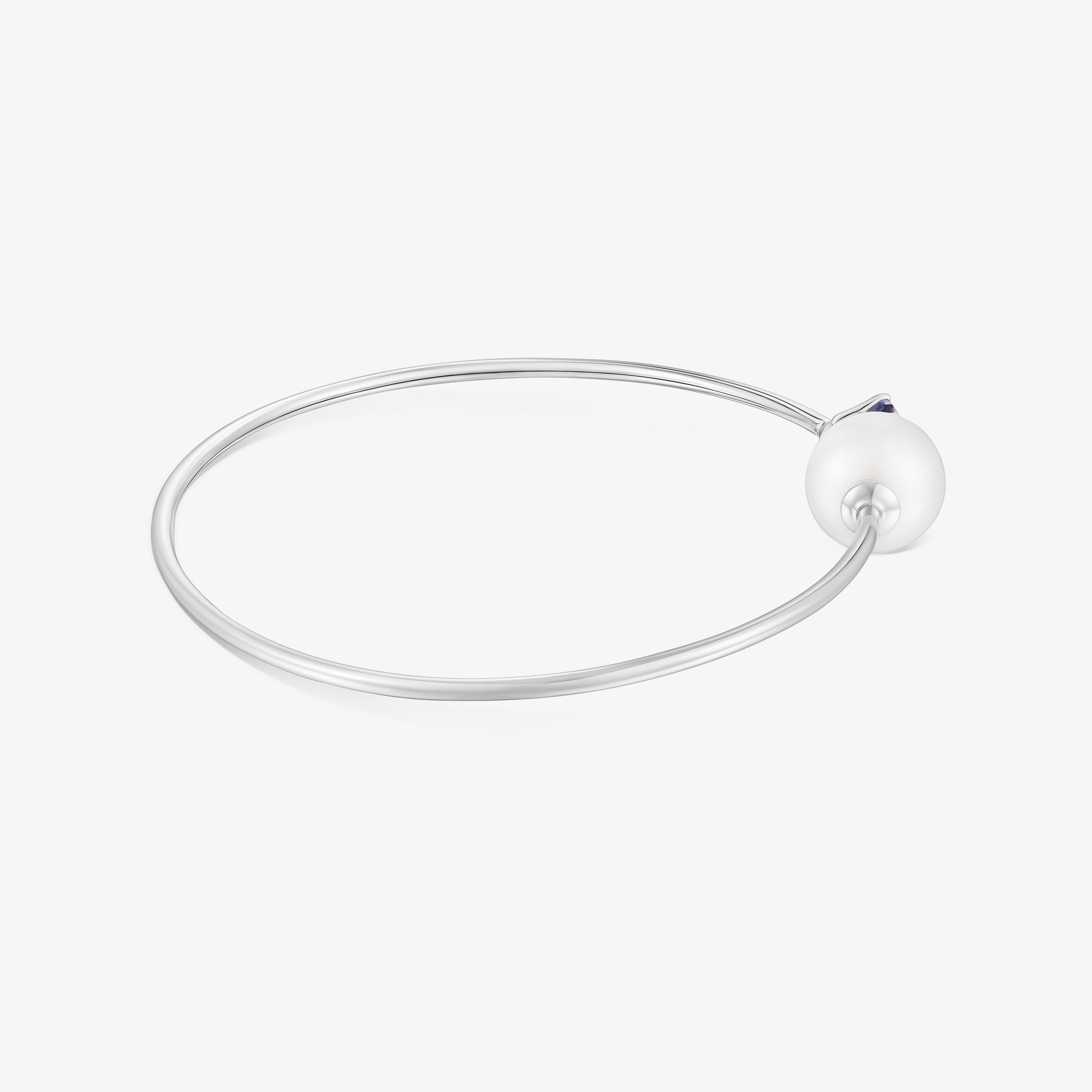 18K white gold Bangle with iolite and cultured pearl Ivette