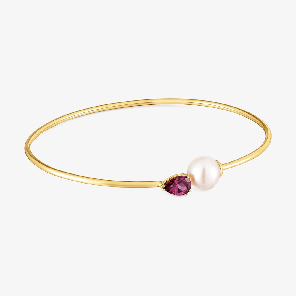 Pulsera esclava de oro, rodolita y perla cultivada Ivette