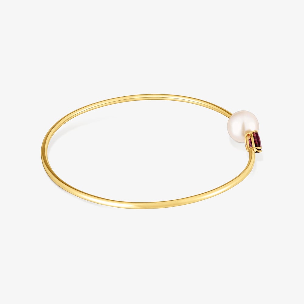Pulsera esclava de oro, rodolita y perla cultivada Ivette