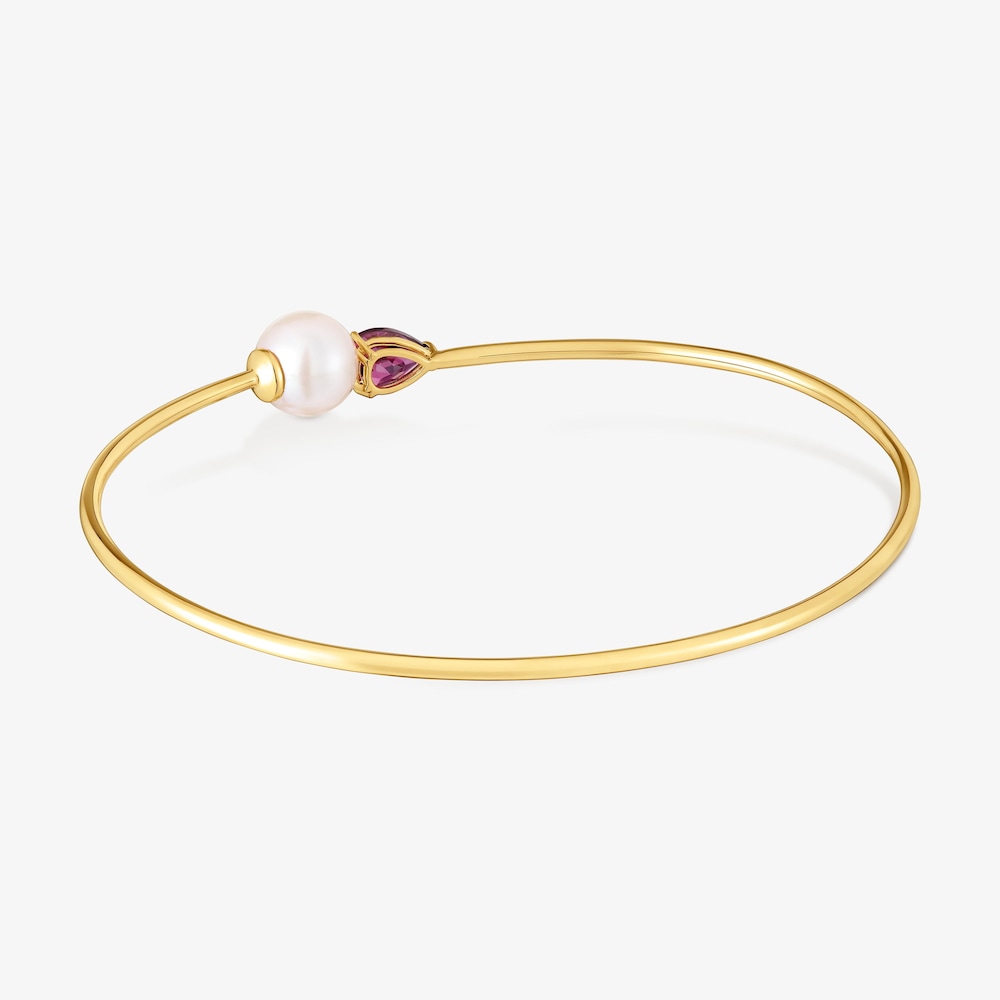 Pulsera esclava de oro, rodolita y perla cultivada Ivette