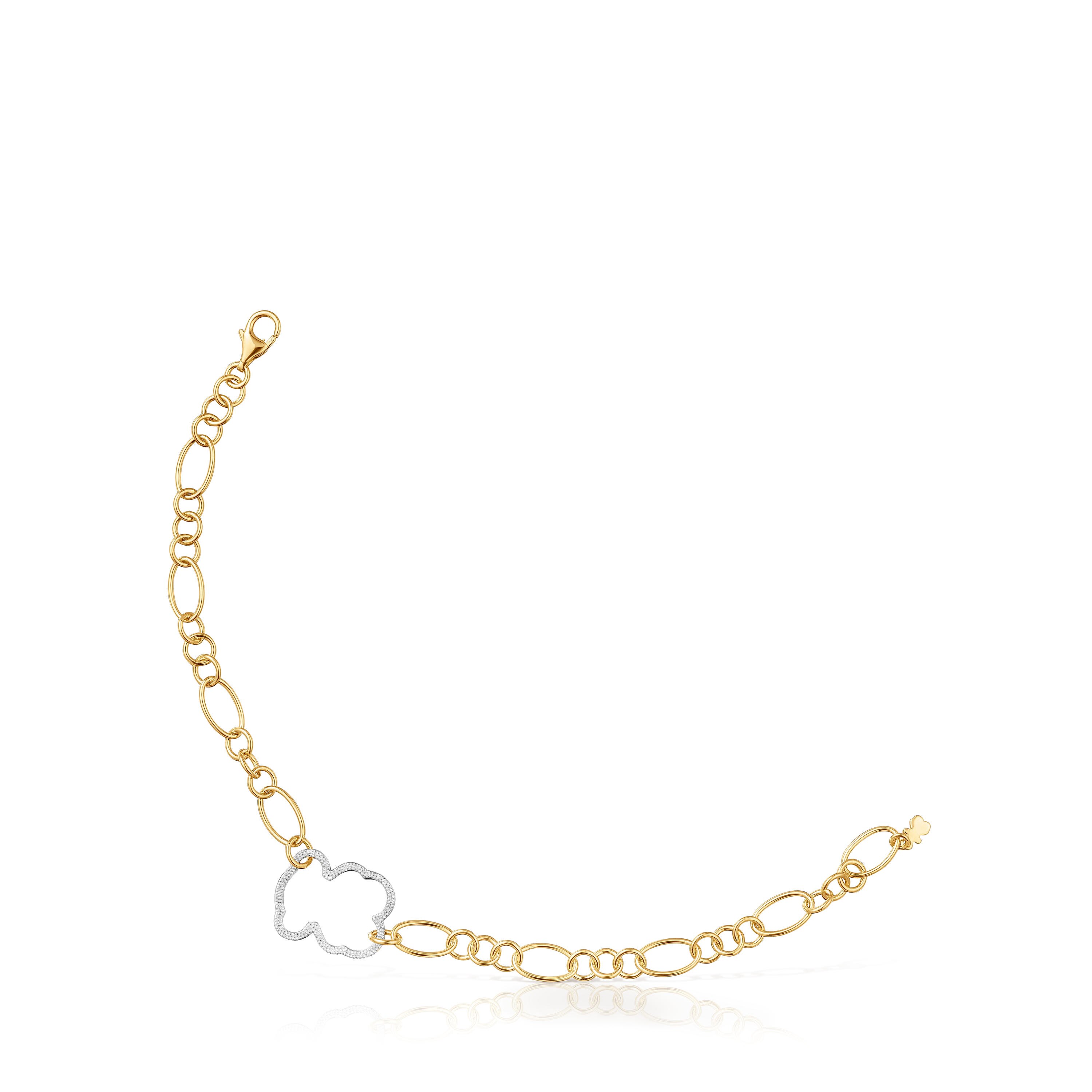 New Silueta two-tone bear chain Bracelet | TOUS
