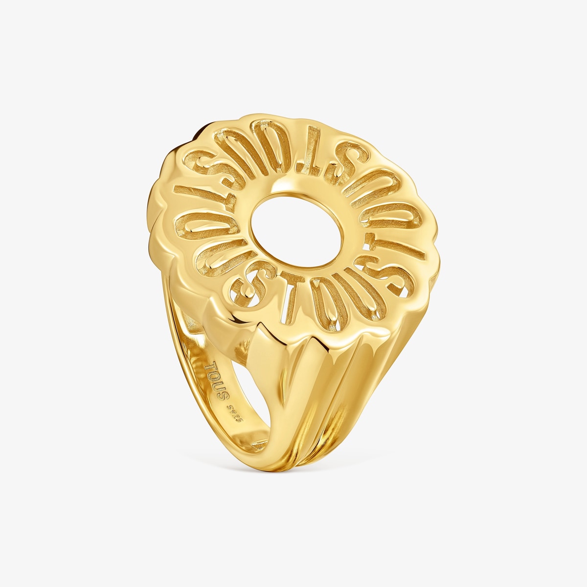 Tous - Anillo Sello Con Baño De Oro 18 Kt Sobre Plata Miranda Talla 10