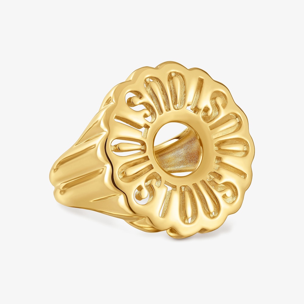 Stř&iacute;brn&yacute; Pečetn&iacute; prsten pozlacen&yacute; 18kar&aacute;tov&yacute;m zlatem Miranda