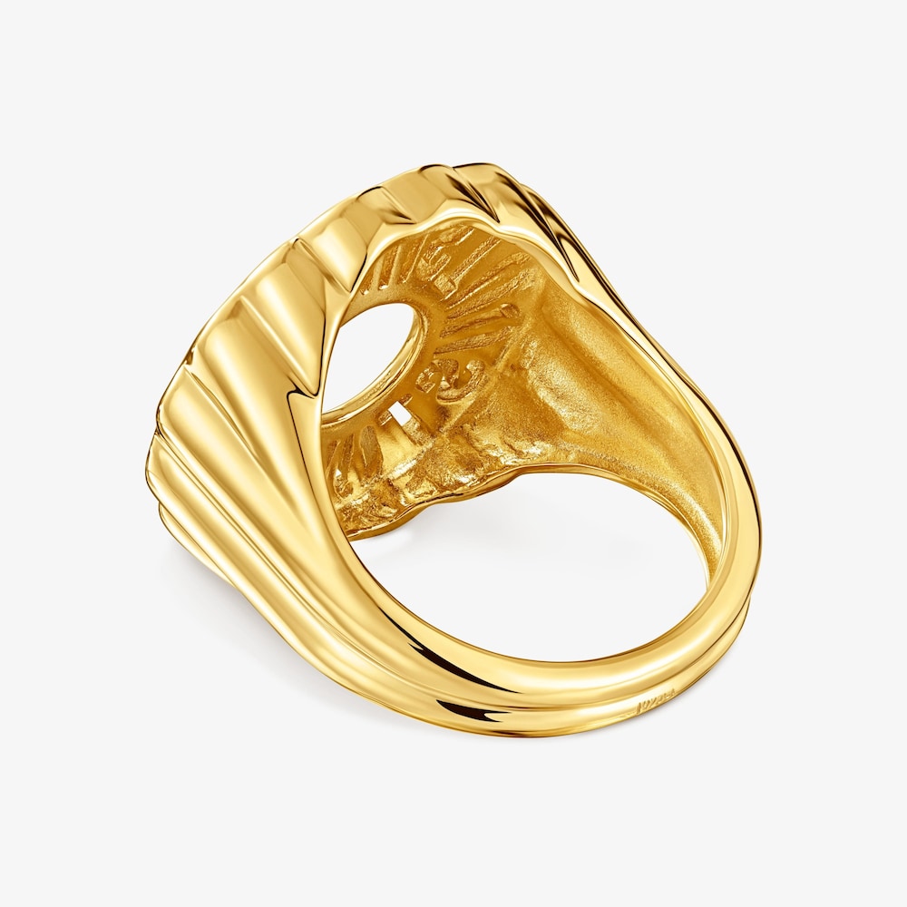 Stř&iacute;brn&yacute; Pečetn&iacute; prsten pozlacen&yacute; 18kar&aacute;tov&yacute;m zlatem Miranda