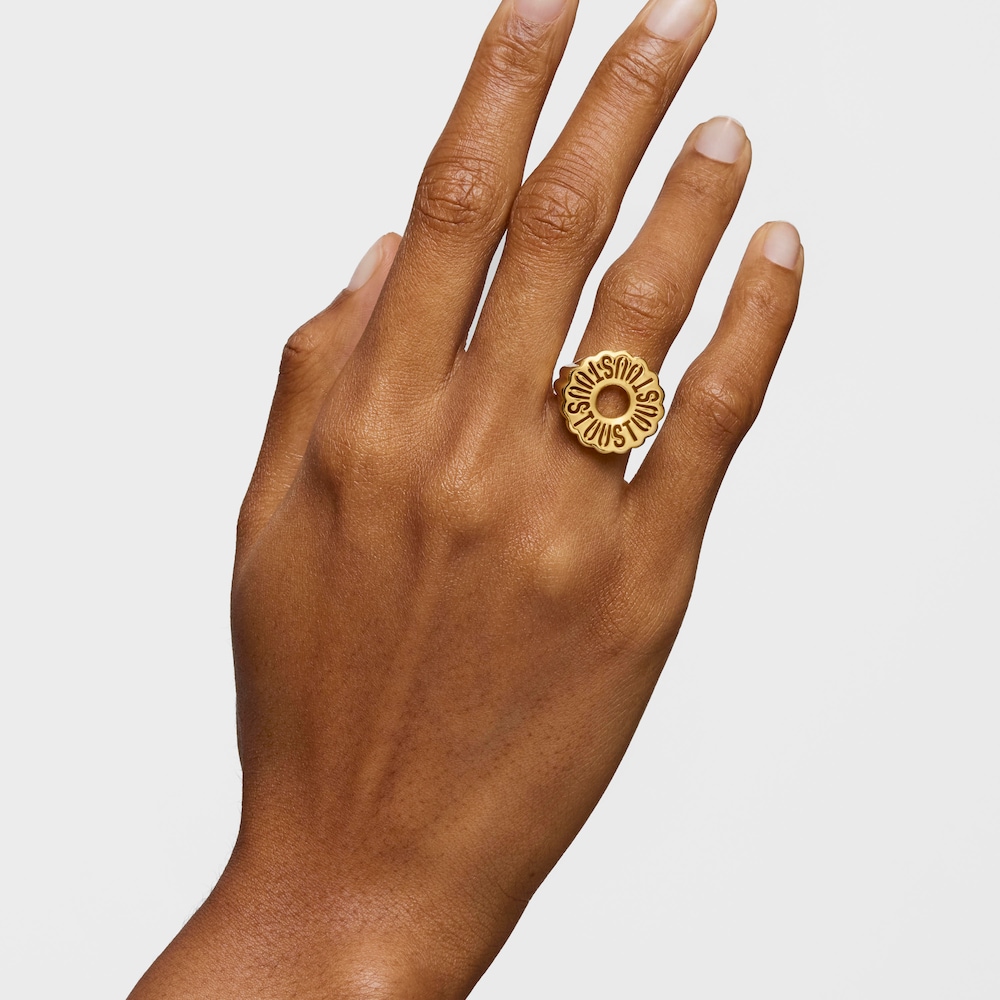 Stř&iacute;brn&yacute; Pečetn&iacute; prsten pozlacen&yacute; 18kar&aacute;tov&yacute;m zlatem Miranda