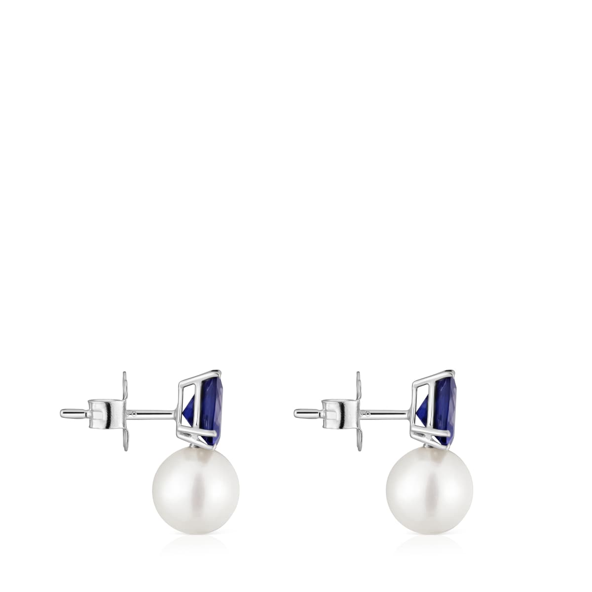 White gold Earrings with rhodolites and cultured pearl Ivette