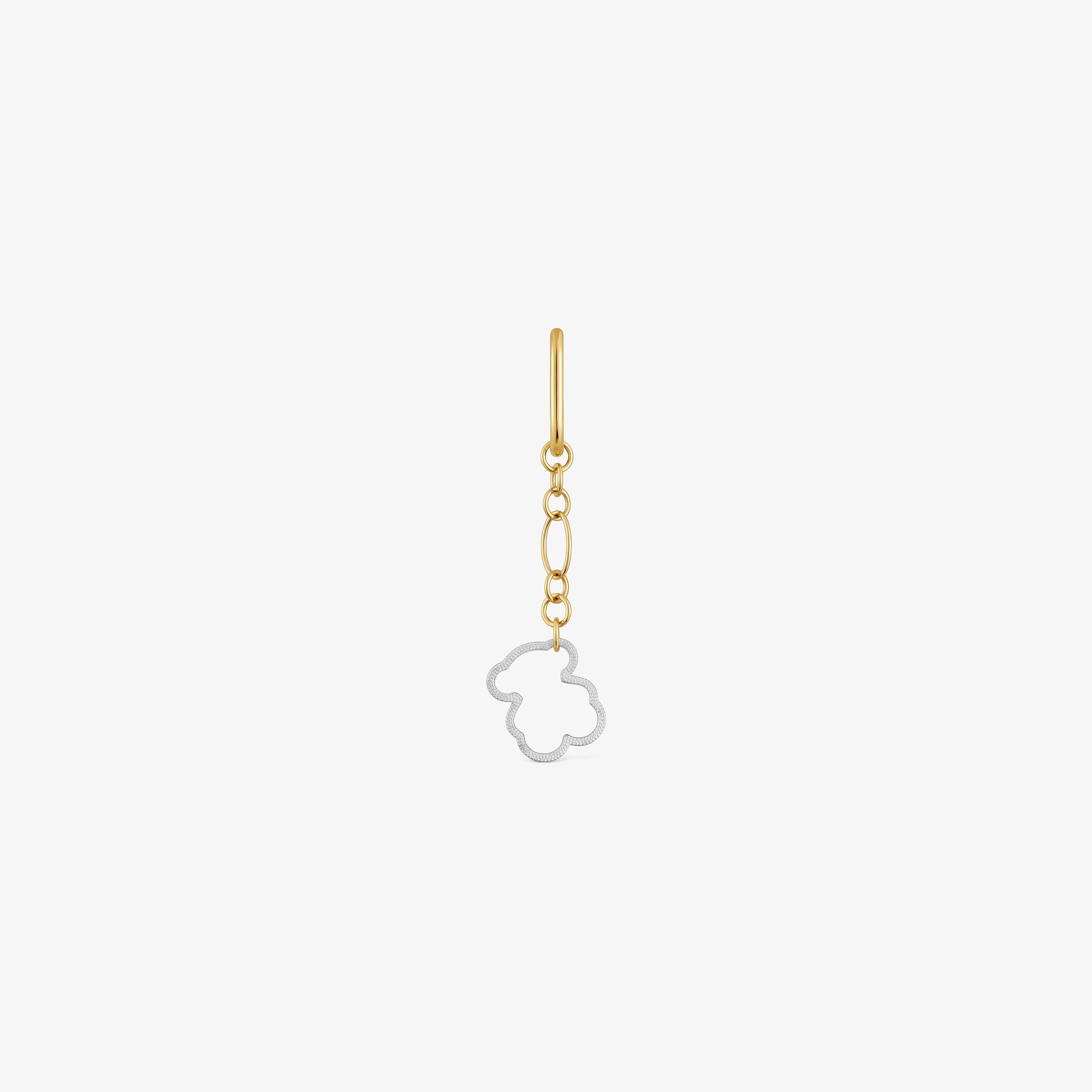 New Silueta single long Earring with two-tone bear motif