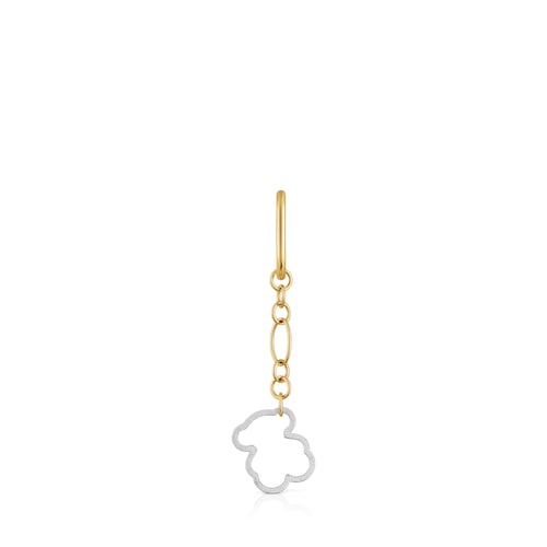 New Silueta single long Earring with two-tone bear motif