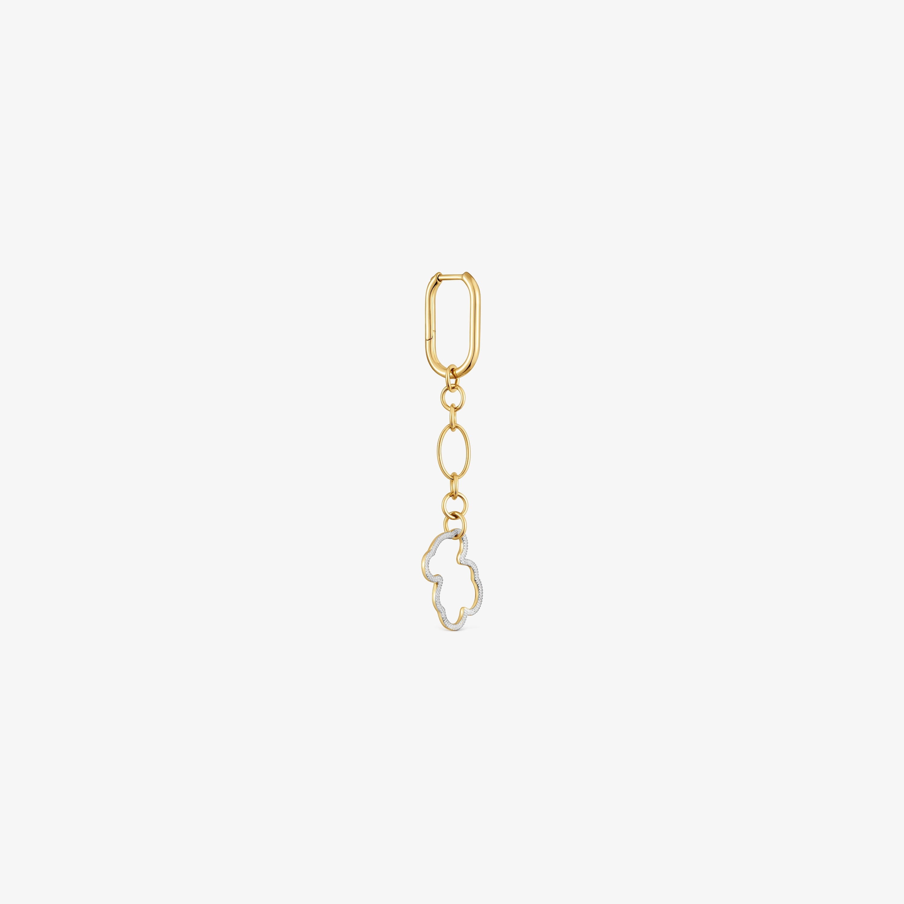 New Silueta single long Earring with two-tone bear motif