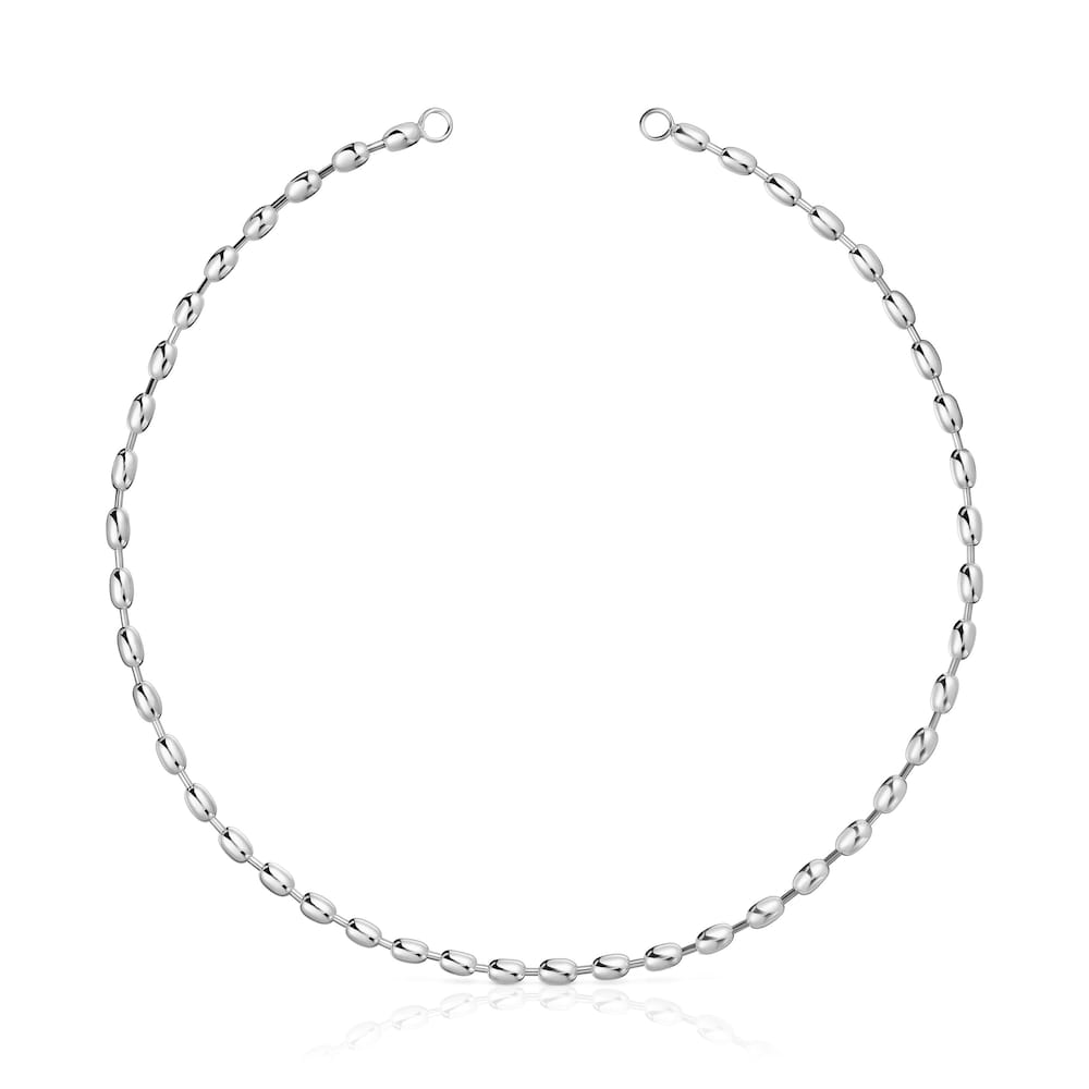 Hold Oval 42 cm silver Choker with ball motifs