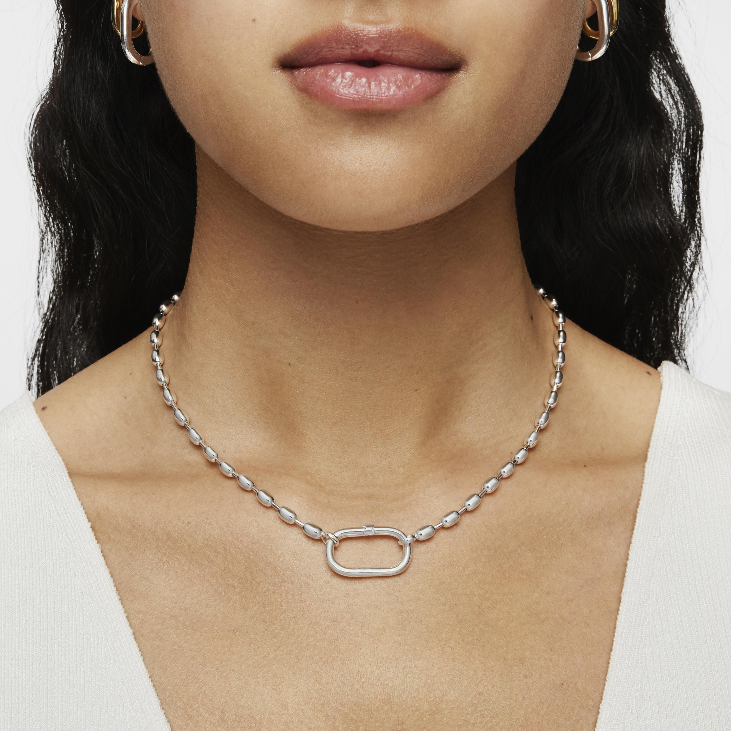 Hold Oval 42 cm silver Choker with ball motifs