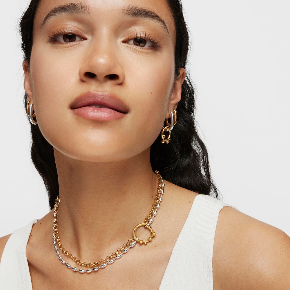 Gargantilla de plata con motivos bola 42 cm Hold Oval