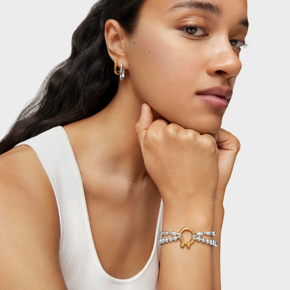 Hold Oval silver chain Bracelet with ball motifs