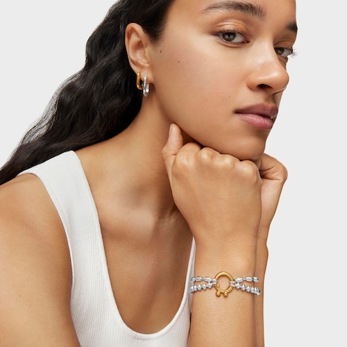 Hold Oval silver chain Bracelet with ball motifs