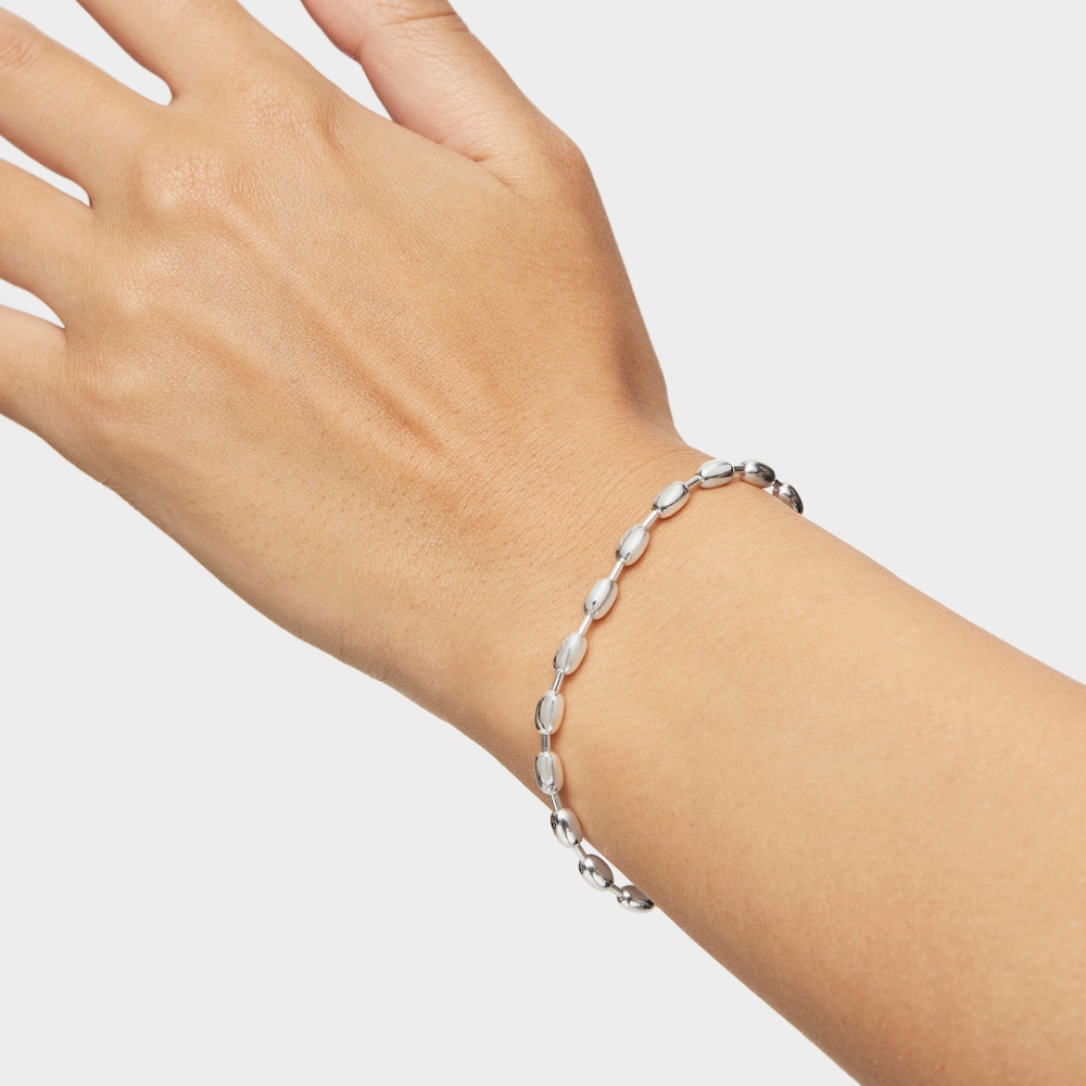 Pulsera cadena de plata con motivos bola ovales Hold Oval