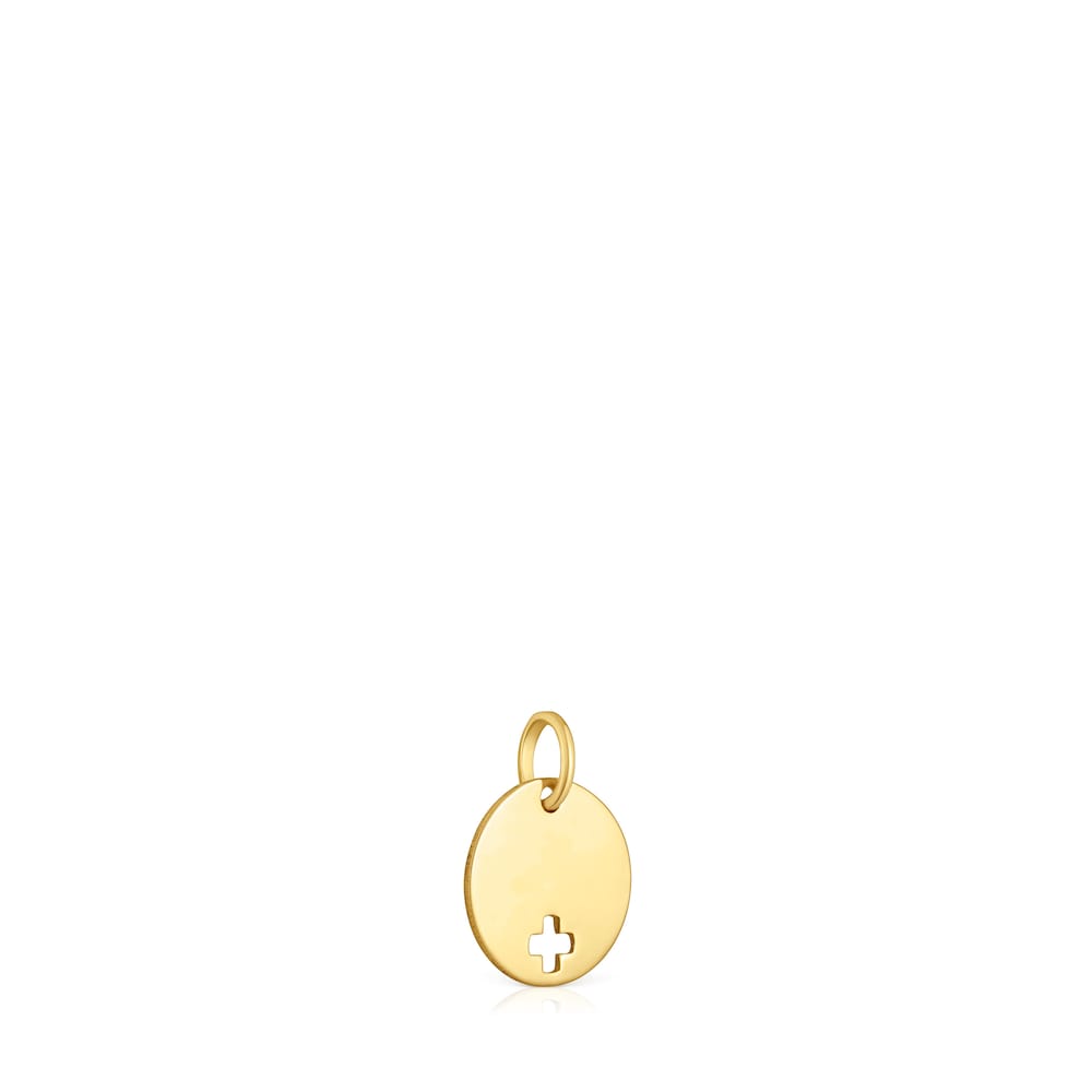 Colgante medalla detalle cruz de oro 18 kt Basics image number 1