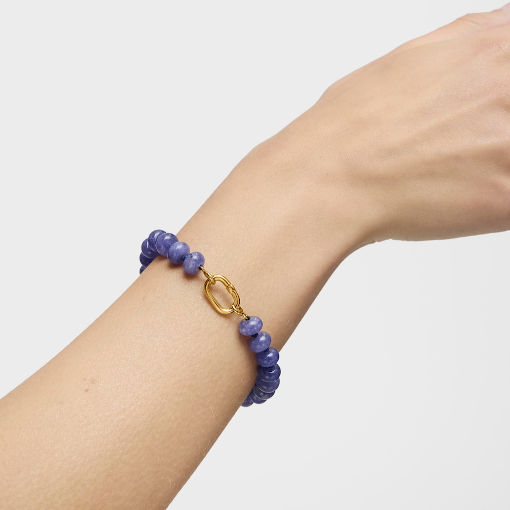 Hold Oval Bracelet with 18kt gold plating over silver and blue quartzite image number 4