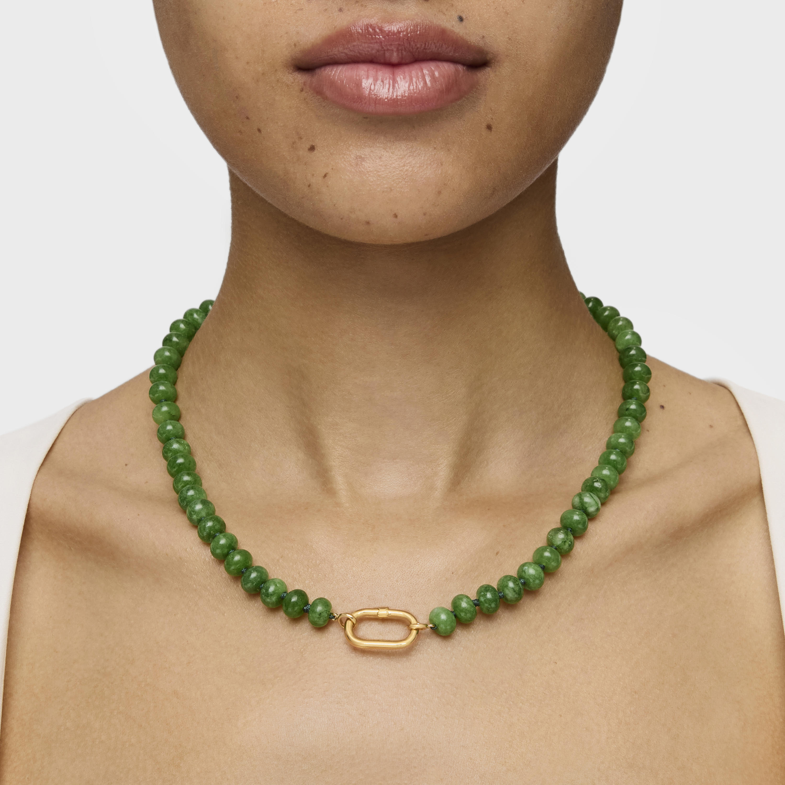 Hold Oval Choker with 18K gold vermeil and green quartzite
