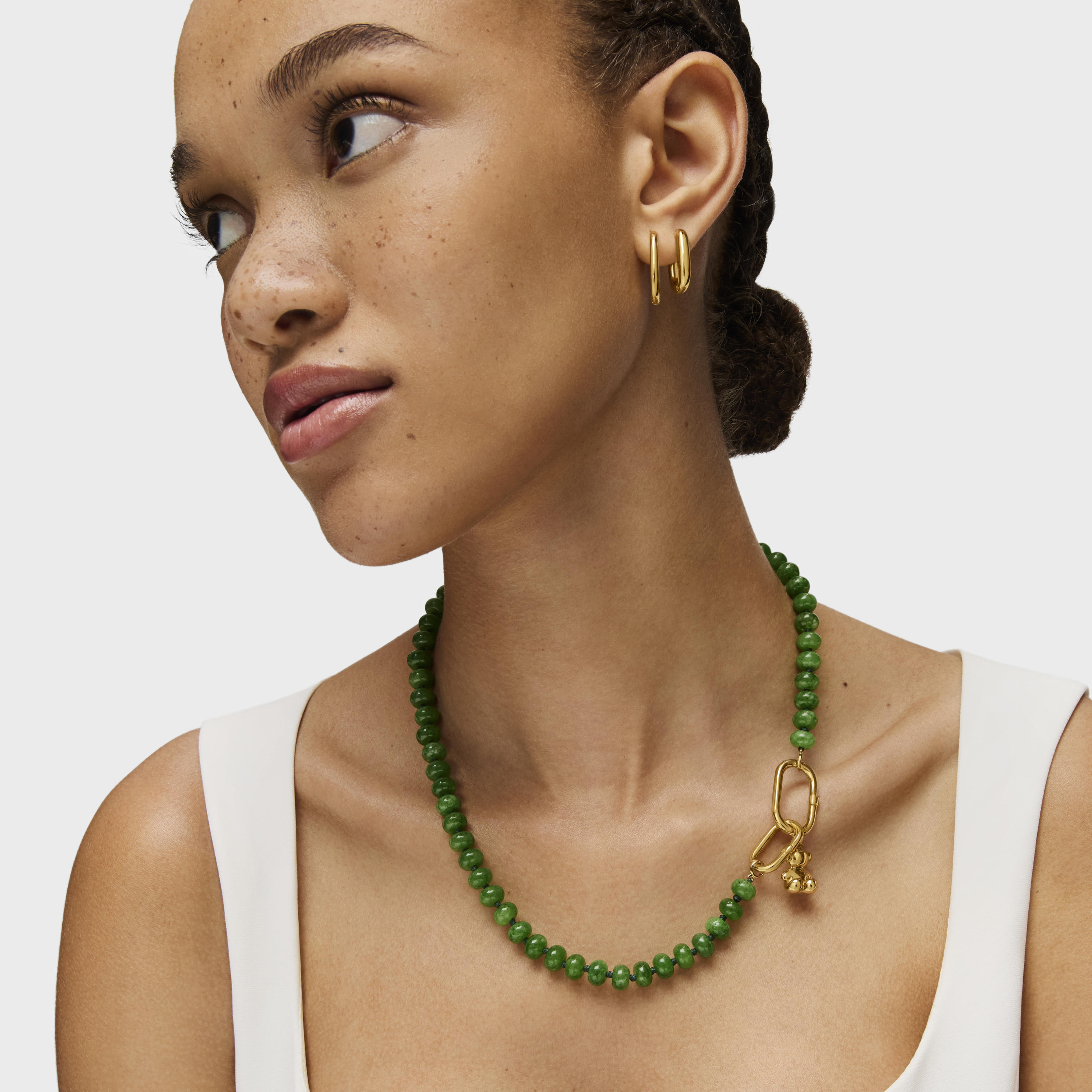 Hold Oval Choker with 18K gold vermeil and green quartzite