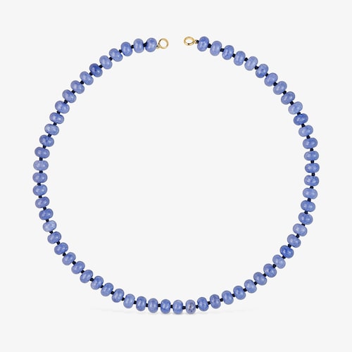 Gargantilla con ba&ntilde;o de oro 18 kt sobre plata y cuarzita azul Hold Oval