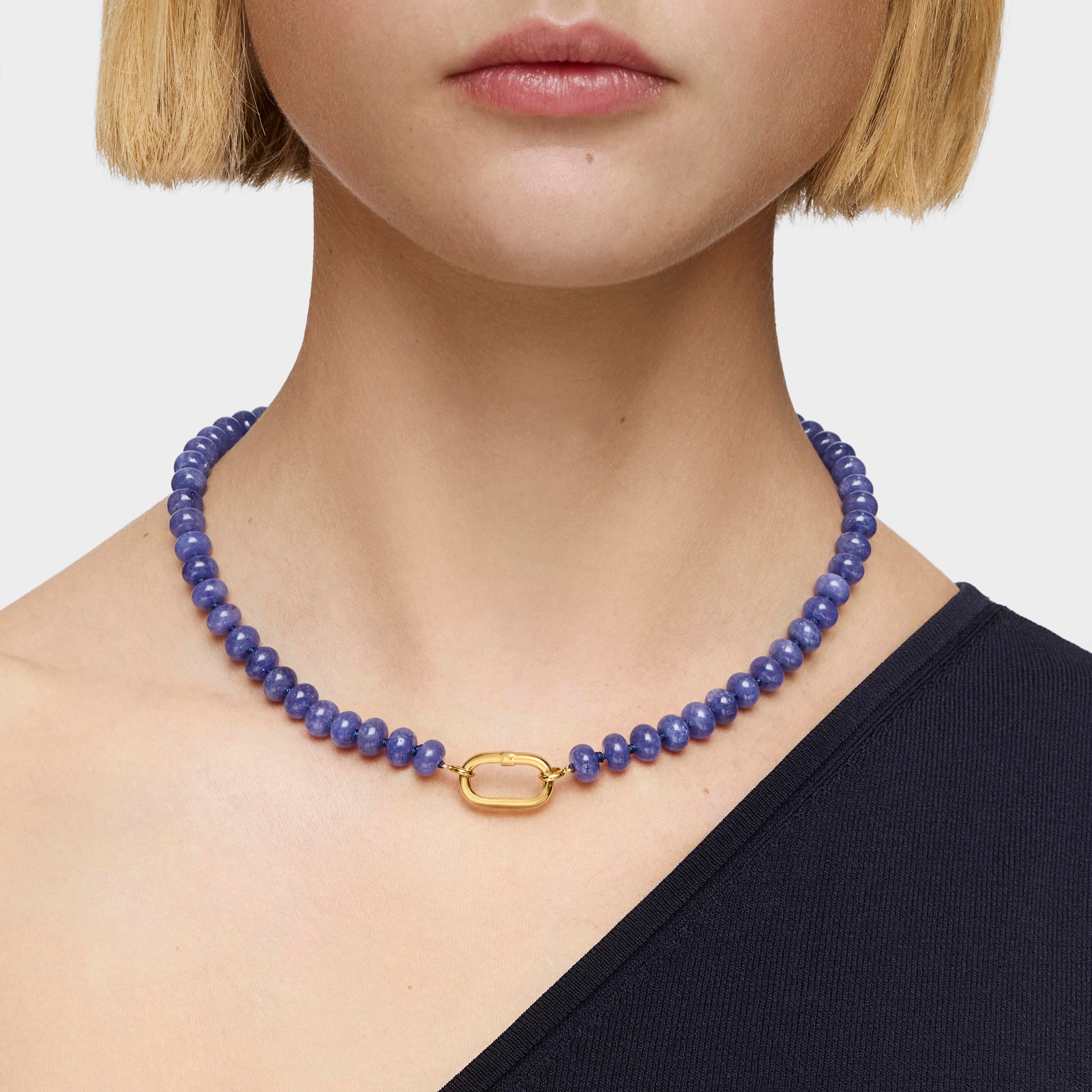 Hold Oval Choker with 18K gold vermeil and blue quartzite