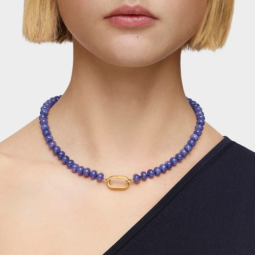Hold Oval Choker with 18kt gold plating over silver and blue quartzite