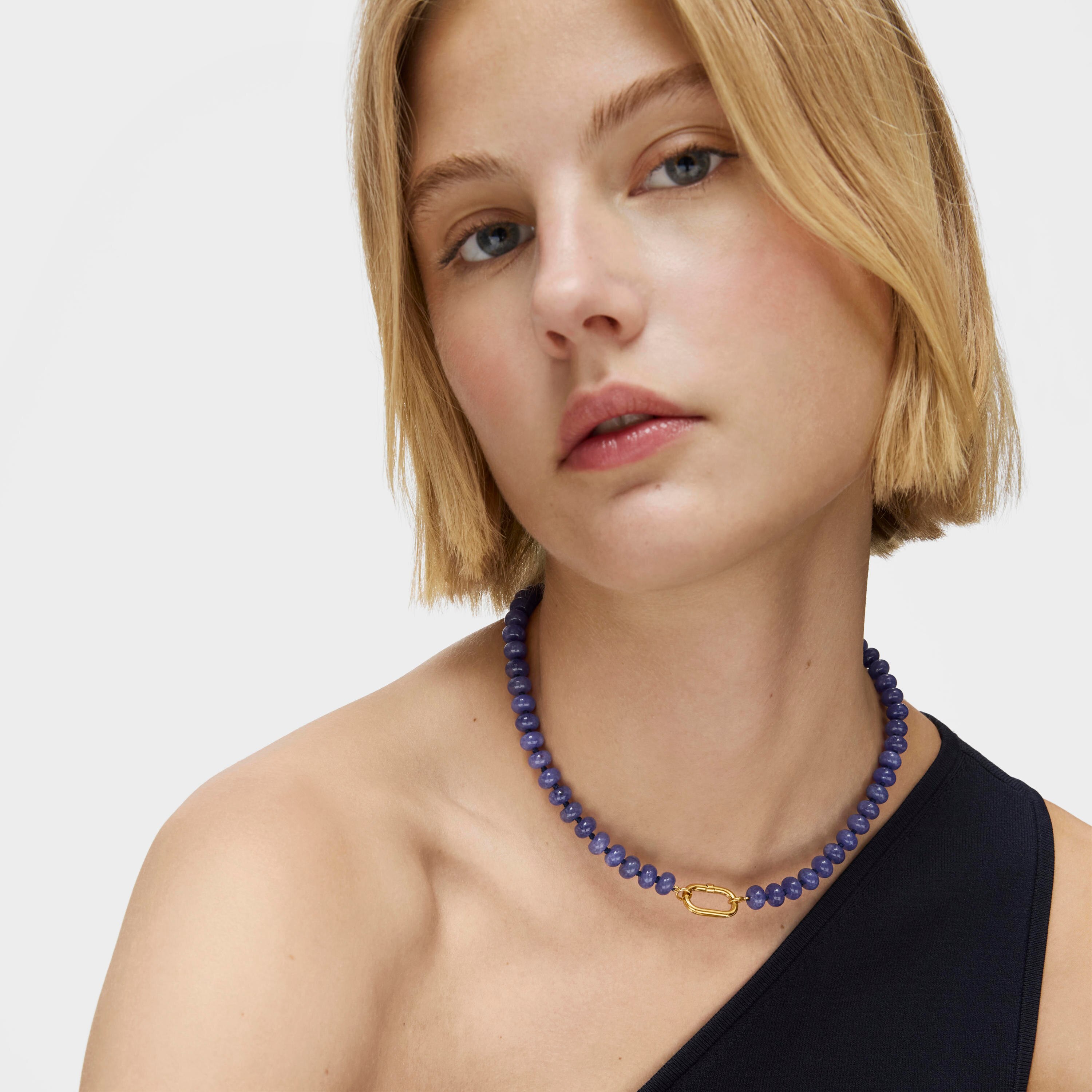 Hold Oval Choker with 18K gold vermeil and blue quartzite