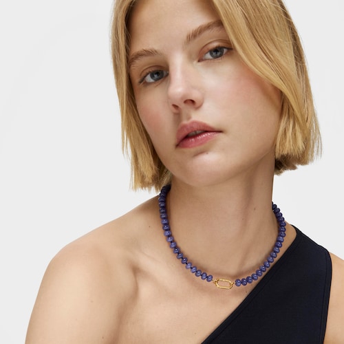 Hold Oval Choker with 18kt gold plating over silver and blue quartzite