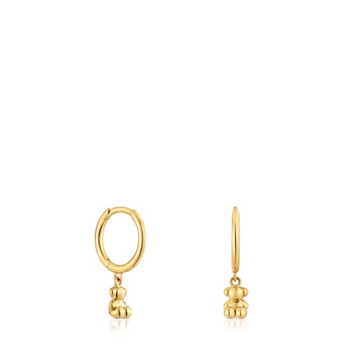Bold Bear Gold and bear charm Hoop earrings