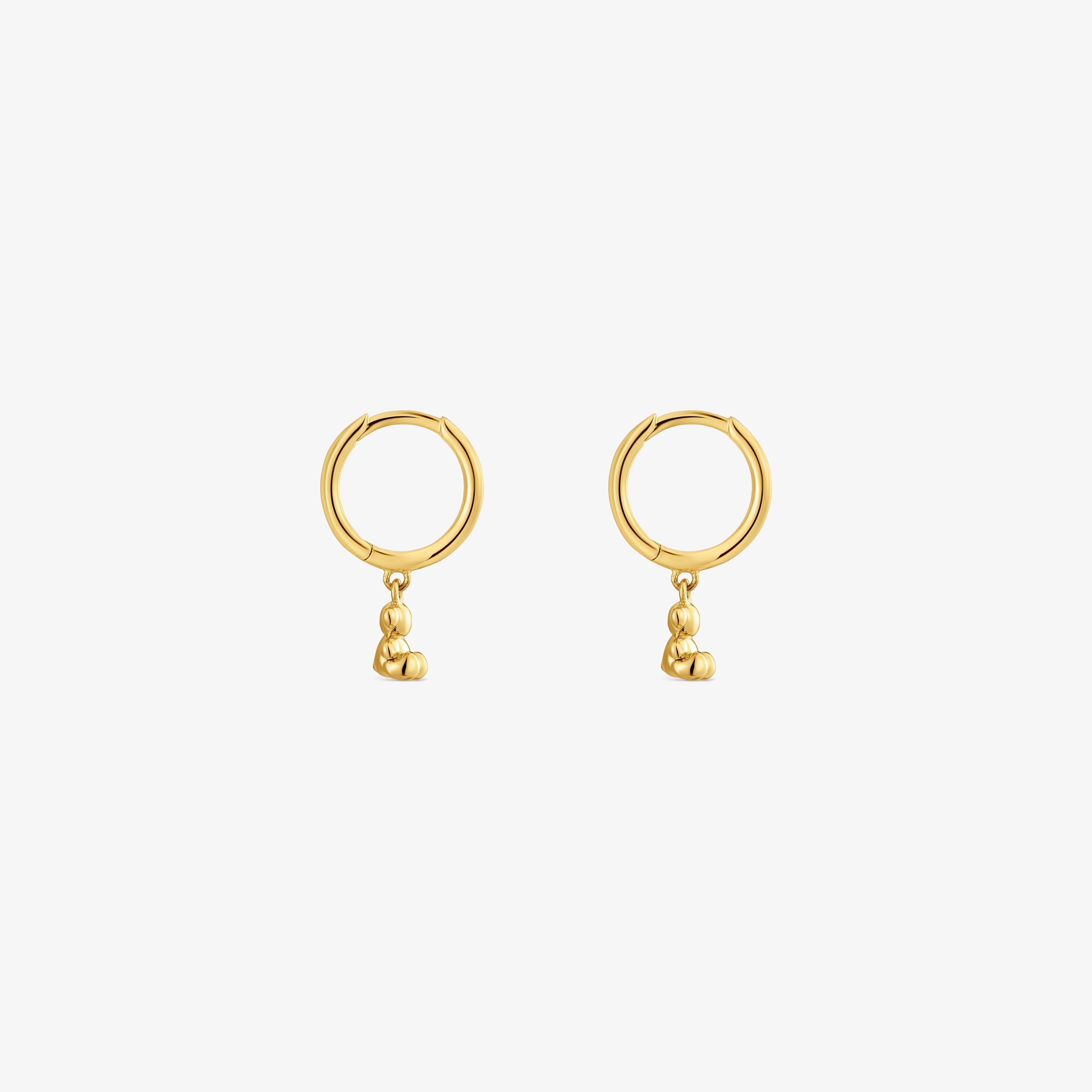 Bold Bear 18K solid gold and bear charm Hoop earrings
