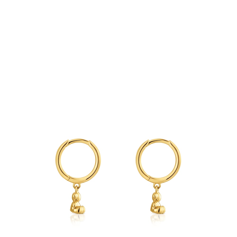 Bold Bear Gold and bear charm Hoop earrings image number 1