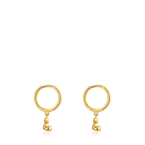 Bold Bear Gold and bear charm Hoop earrings
