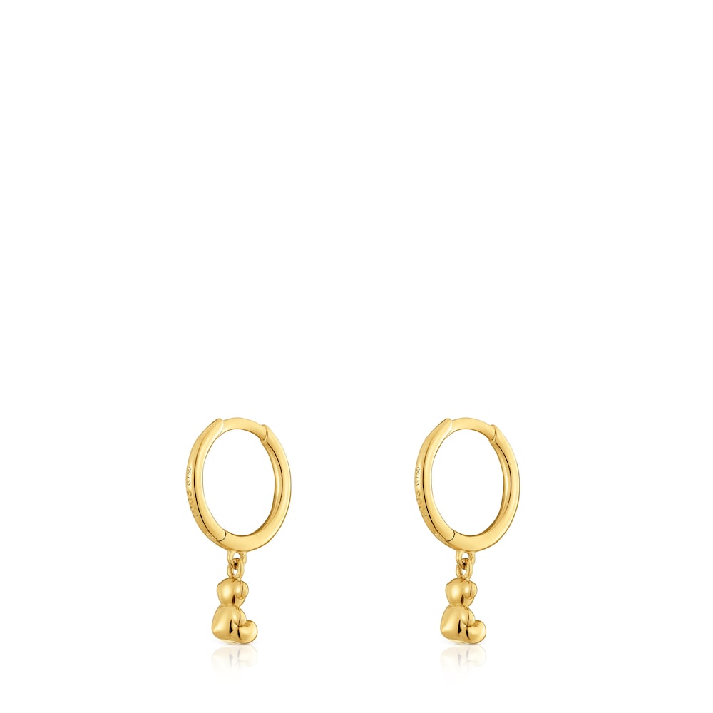 Bold Bear Gold and bear charm Hoop earrings image number 2