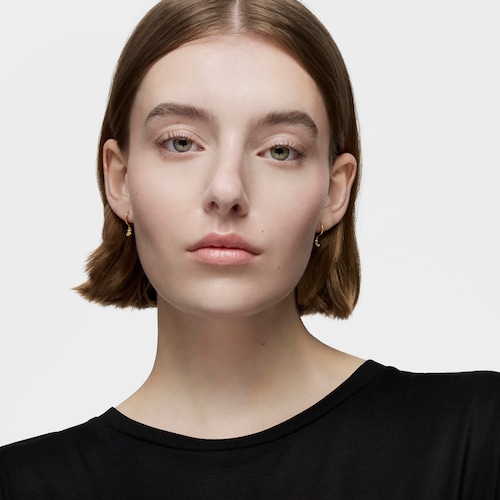 Bold Bear Gold and bear charm Hoop earrings