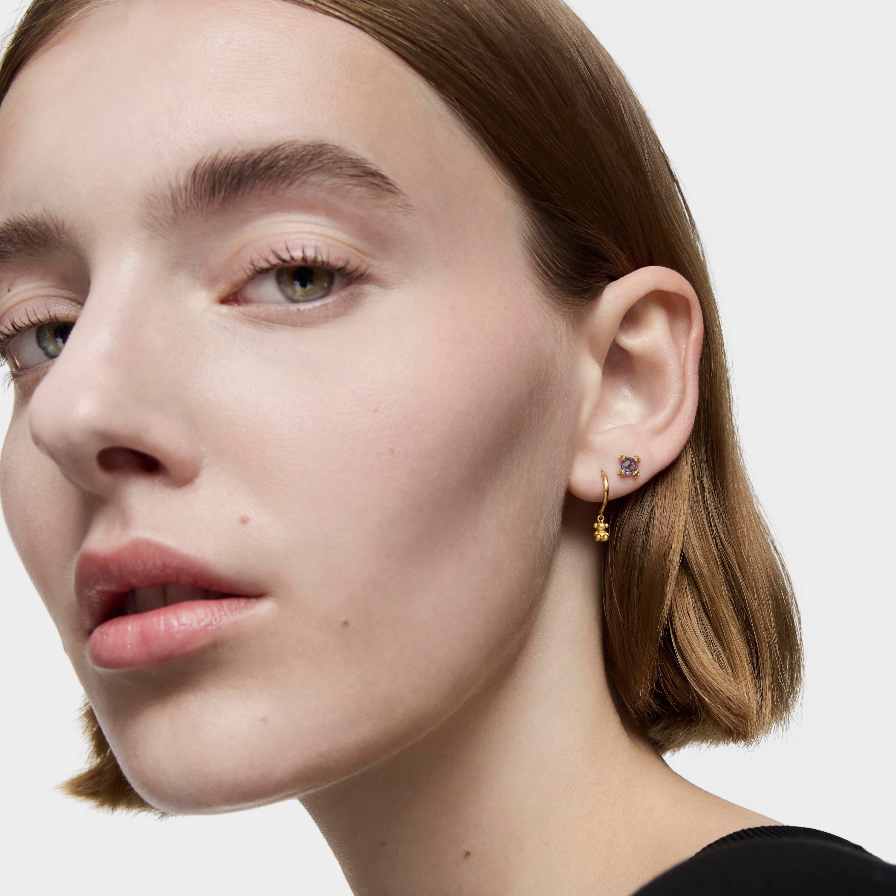 Bold Bear Gold and bear charm Hoop earrings